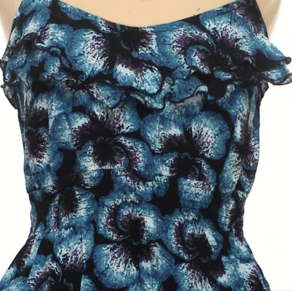 Elle Women's Ruffled Double Layered Turquoise Floral Print Strapless Mini Dress - Picture 2 of 11